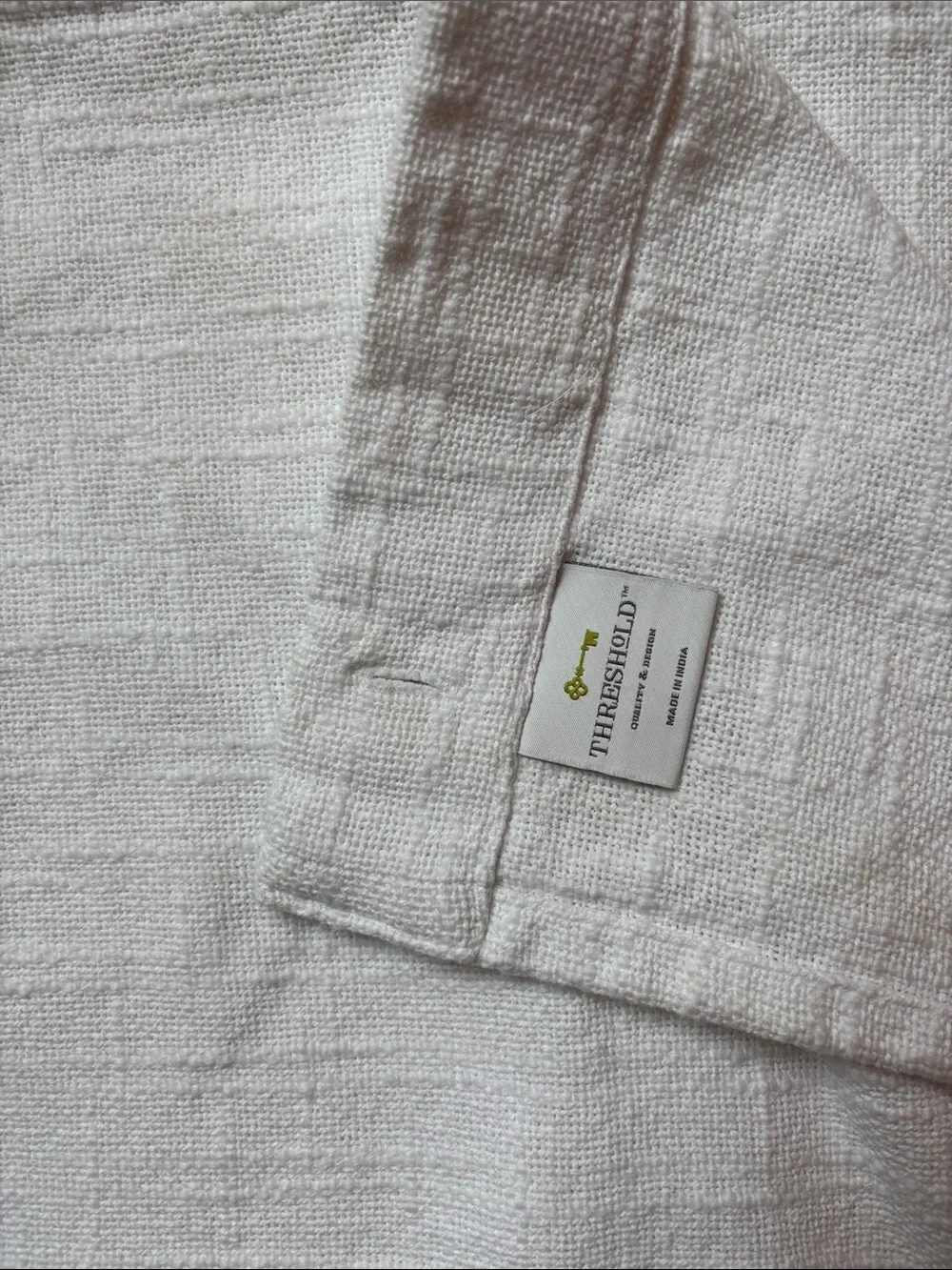 Threshold™ Woven Texture Shower Curtain White | 100% Cotton | EUC 72” x 72”